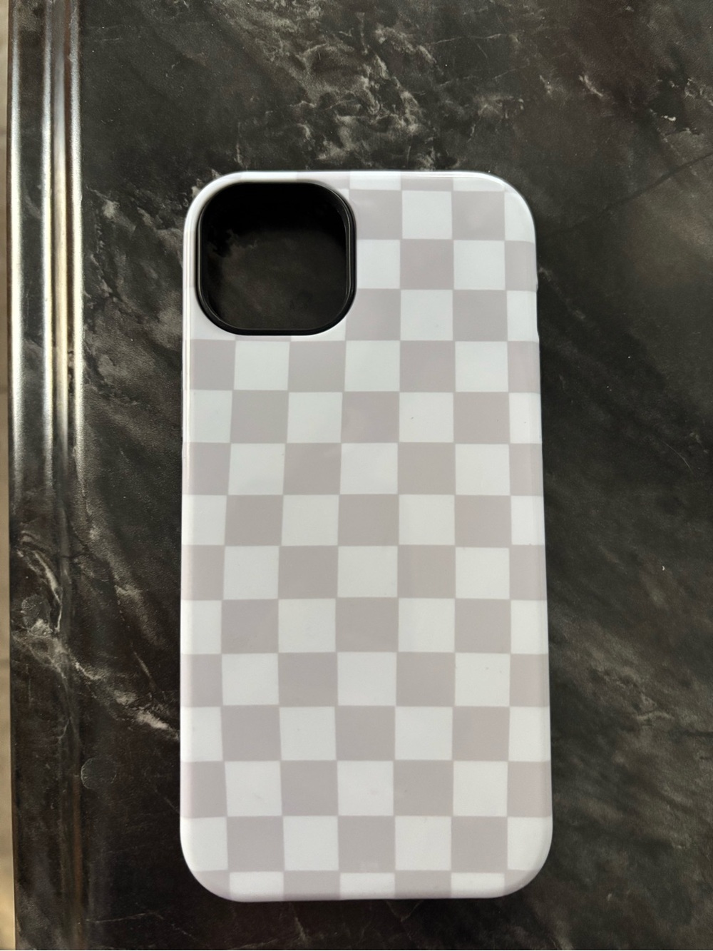White & Light Gray Checkered Phone Case - iPhone 15 plus of 14 plus
